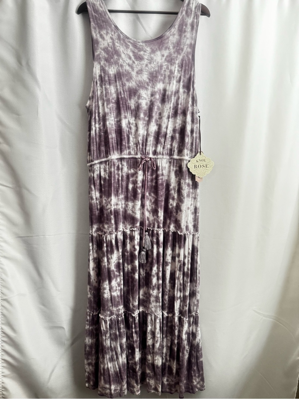 Knox Rose Lavender Tie-Dye Sleeveless Tiered Maxi Dress